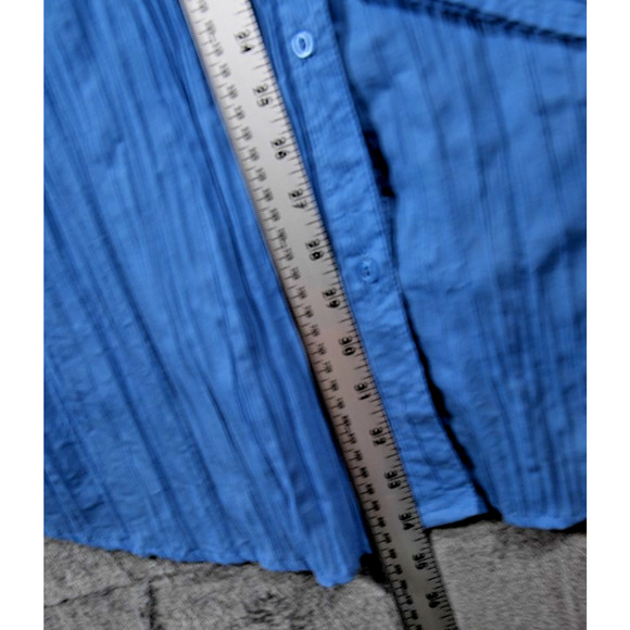 JMS Just My Size Women’s Crinkle Button Shirt Blue Long Sleeve Plus Size - Picture 2 of 5